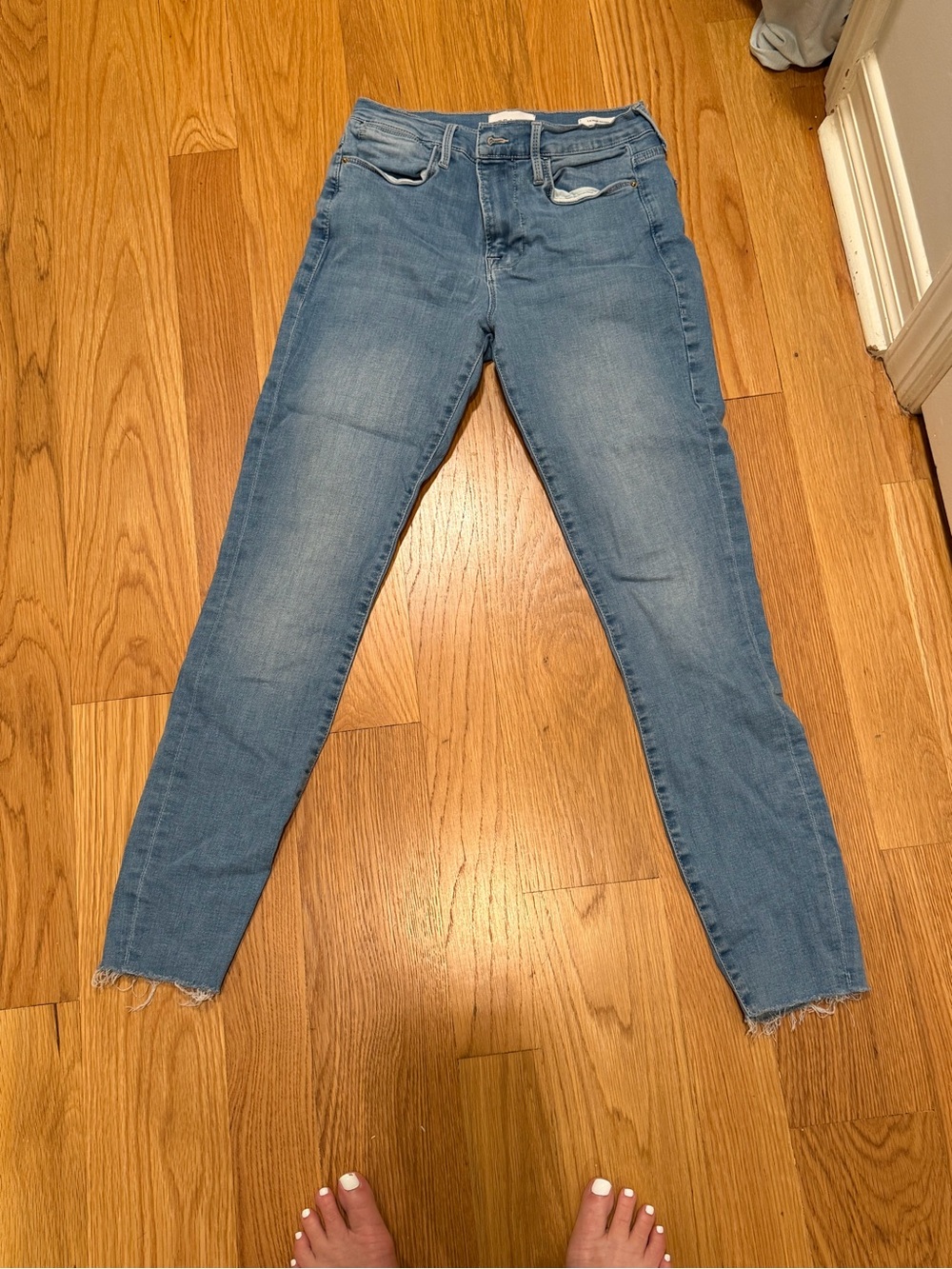 Frame Denim Women's Faded Blue High-Rise Skinny Jeans